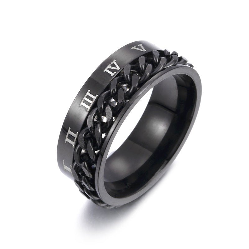 Roman Letter Rotatable Chain Rings Men Digital Titanium Steel RingFor Couple High Quality Multifunctional Bottle Opener Ring Spinner Jewelry Punk Gifts - MANDOTOS INTERNATIONAL0