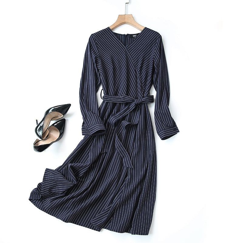 Chic Striped Long-Sleeve Dress