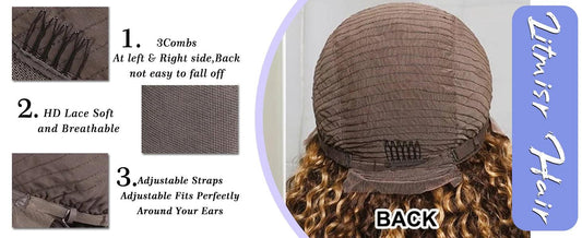 4/27 Highlight Ombre Deep Wave HD Lace Front Wig 180 Density Curly 30 nch 13x5 Brown 13x6 Lace Frontal Human Hair Wig Brazilian - MANDOTOS