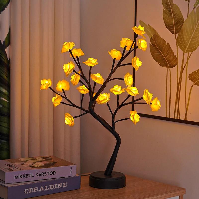 Rose Flower Tree Table Lamp - USB Fairy Desk Night Light - MANDOTOS