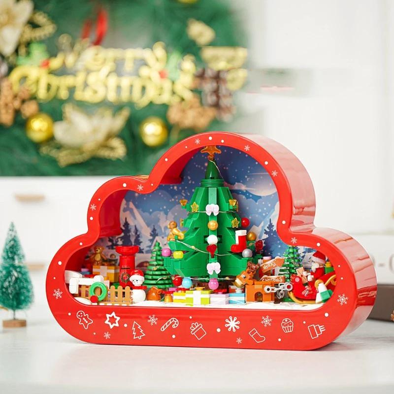 Mandotos Christmas Cloud Night Lamp With LED Lights Mirror Frame Assembled Building Blocks - MANDOTOS
