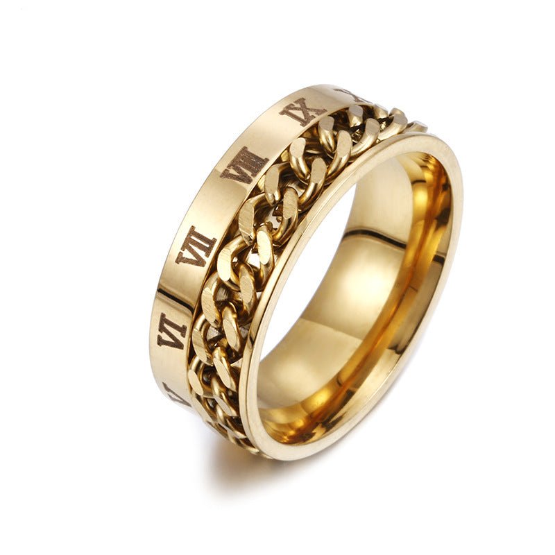 Roman Letter Rotatable Chain Rings Men Digital Titanium Steel RingFor Couple High Quality Multifunctional Bottle Opener Ring Spinner Jewelry Punk Gifts - MANDOTOS INTERNATIONAL0