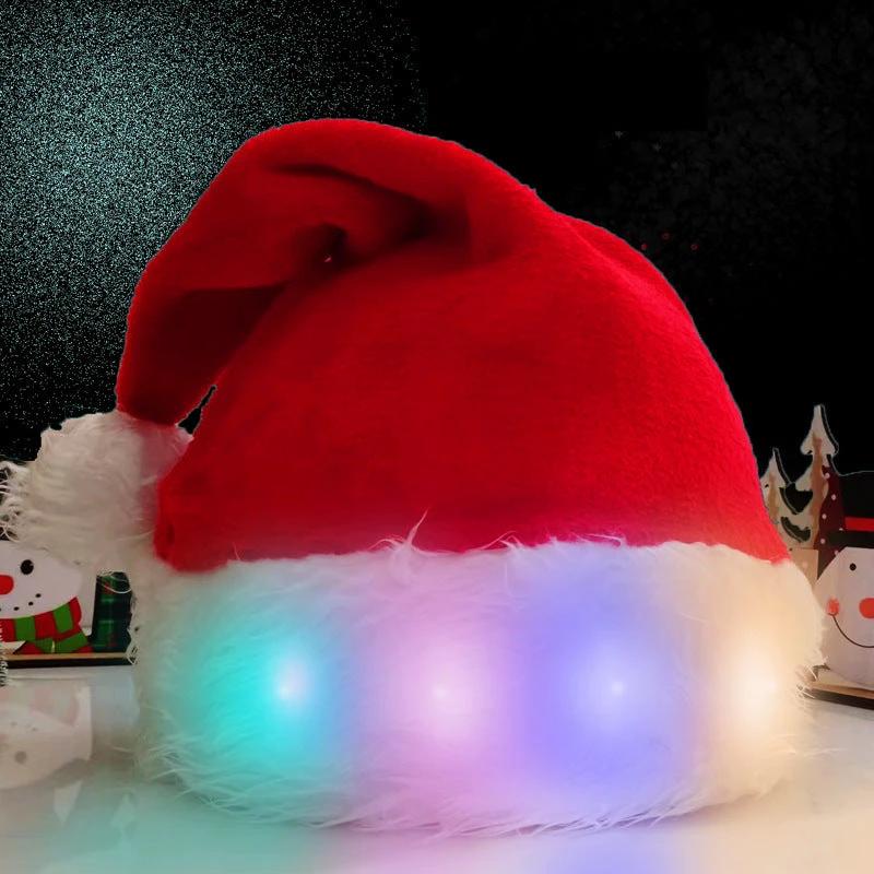 Mandotos Christmas Hat LED Light Plush Luminous Santa Hat For Children And Adults - MANDOTOS