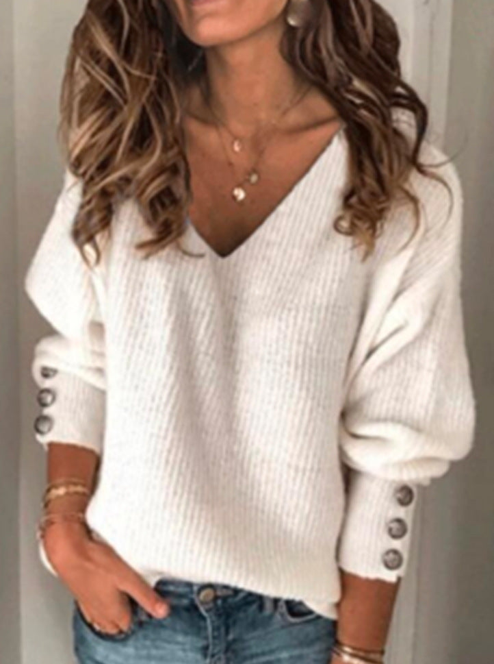 Chic V-Neck Knit Women's Tee