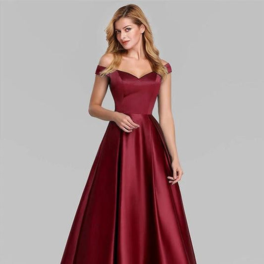 V-Neck Solid Color Long Vintage Gown Dress MANDOTOS