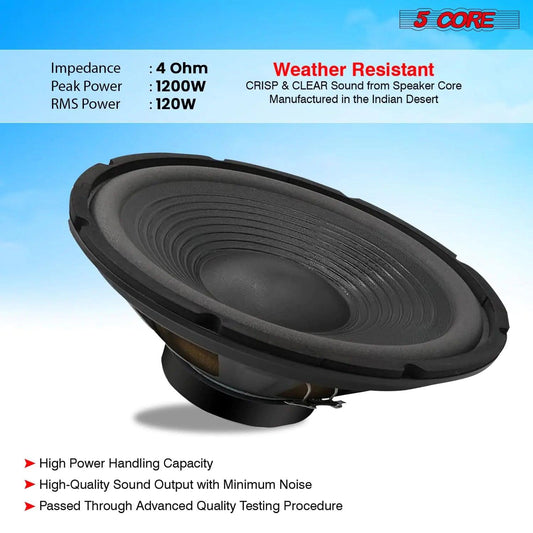 5Core Max Bass 15 Inch Subwoofer 450W 4Ohm - MANDOTOS