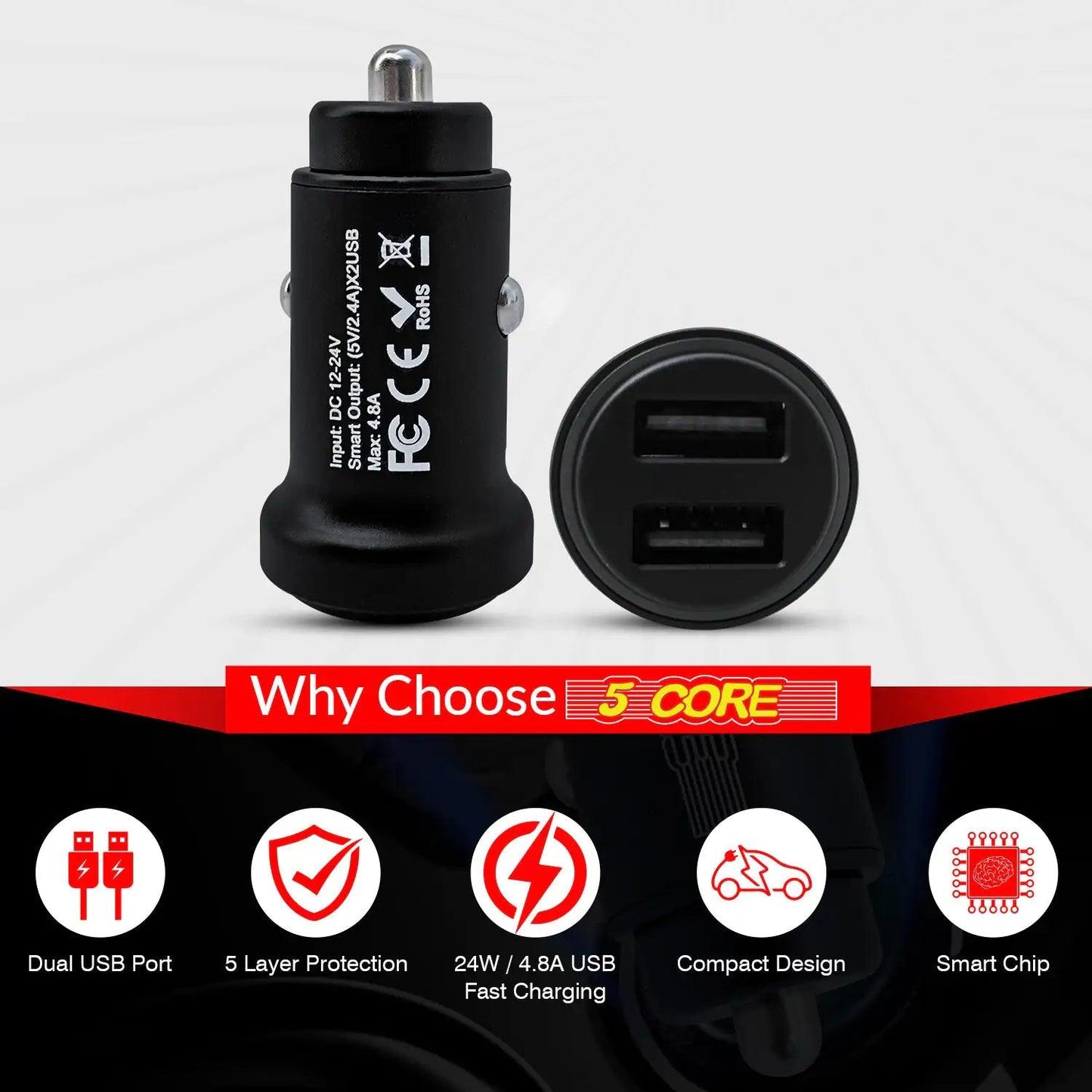 5Core SpeedCharge Car USB-C Adapter - MANDOTOS