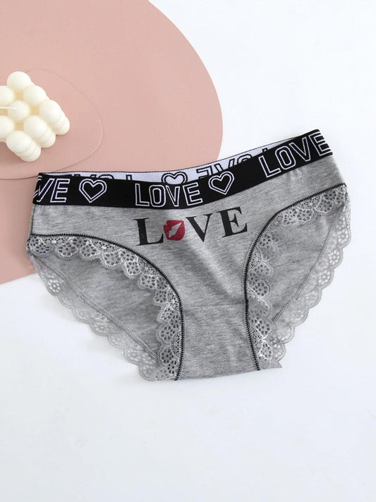 5pcs women cotton Panties Fashion Letter Printed Belt Ladies underwear Breathable Intimates Lingeries - MANDOTOS