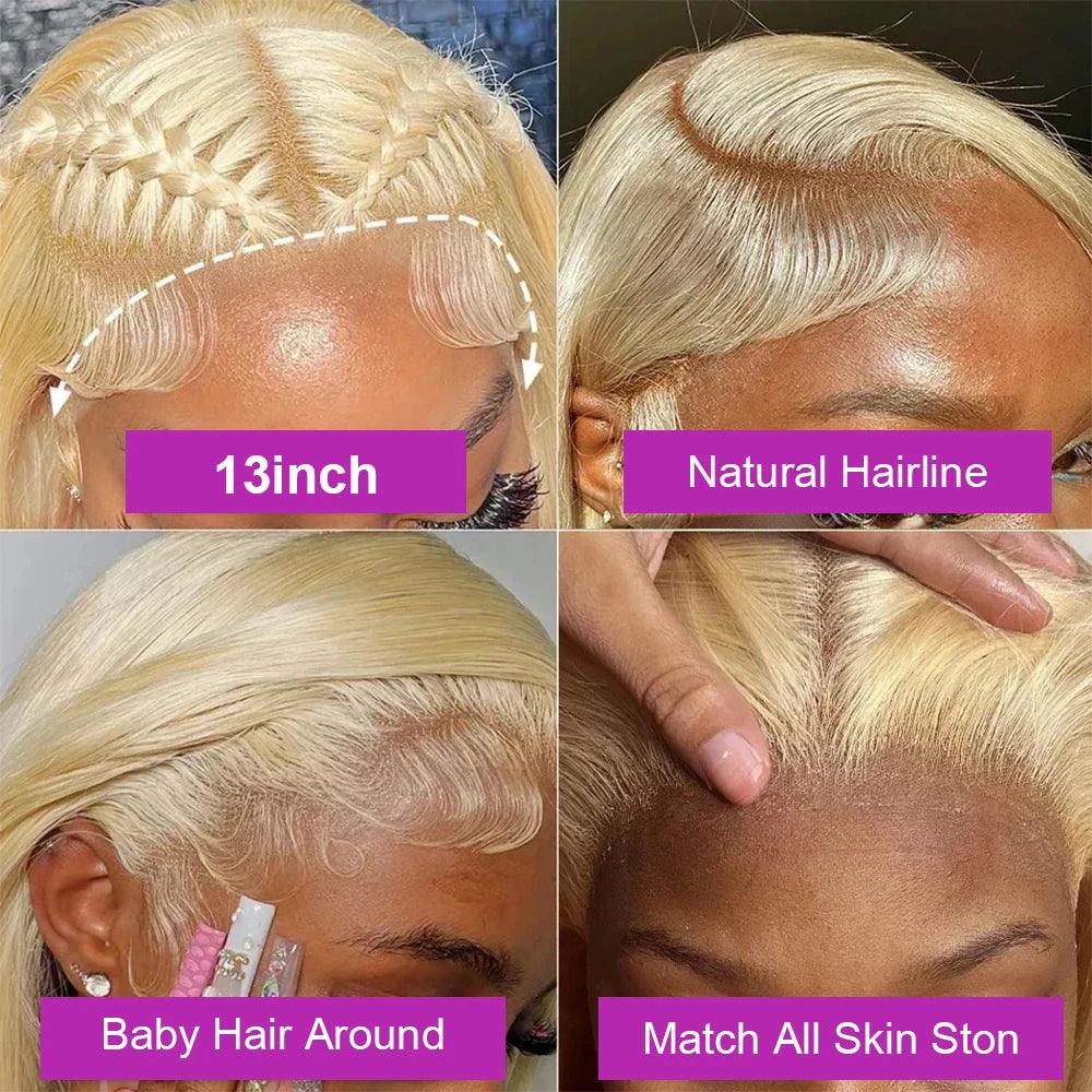 613 Deep Wave Frontal Wig 13x6 HD Water Wave Lace Front Wig 30 40 Inch Honey Blond 13x4 Blonde Lace Front Curly Human Hair Wigs - MANDOTOS