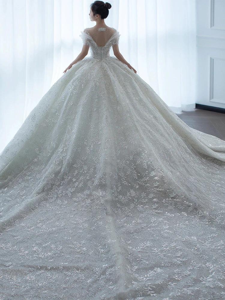 Off Shoulder French Main Wedding Dress MANDOTOS