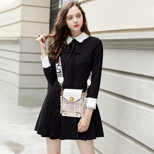 Fashion Women'S Crossbody Bag Girl'S Cute Princess Wallet Classic Shoulder Bag Summer Pearl Chain Phone Bag - MANDOTOS