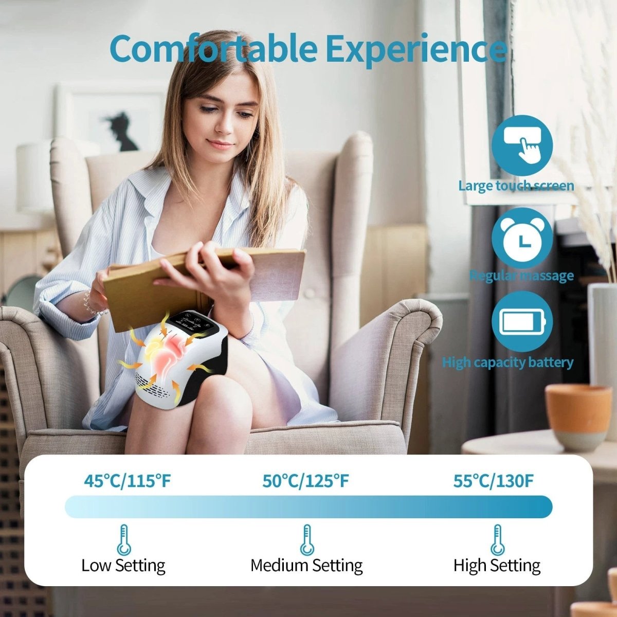 Knee Relief Massager with Heating & Vibration Technology - MANDOTOS