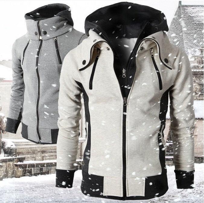 "Men's Zip UP Hooded Jacket Fake Two Piece Sports Cardigan Casual Slim Sweatshirt Jacket - MANDOTOS"