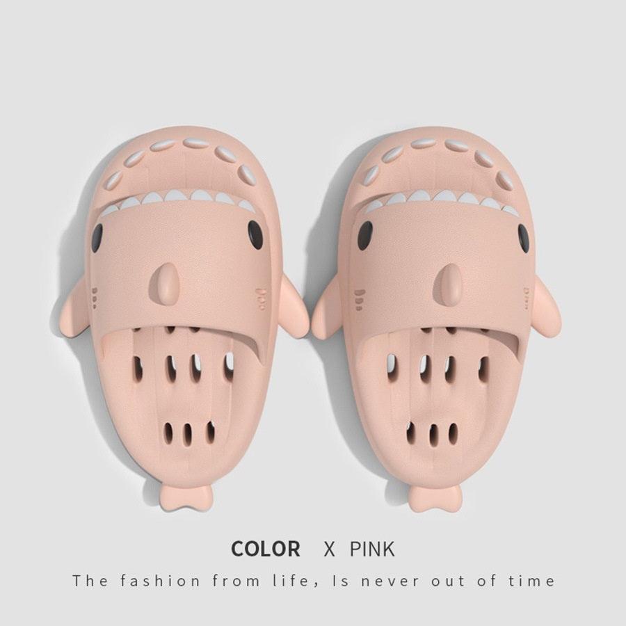 "Shark Slippers With Drain Holes Shower Shoes For Women Quick Drying Eva Pool Shark Slides Beach Sandals With Drain Holes - MANDOTOS"