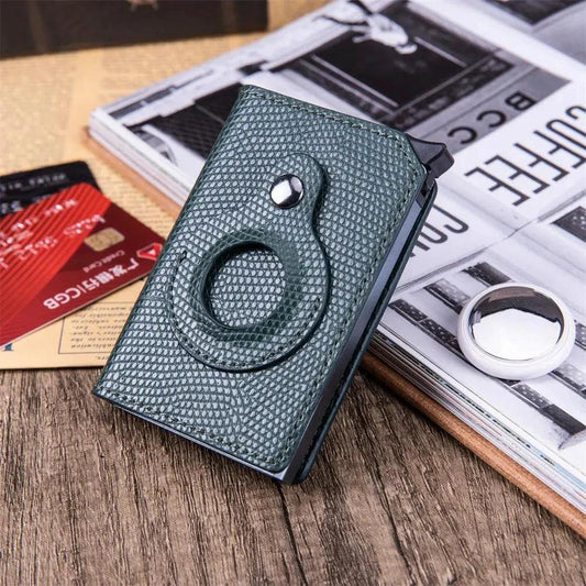 RFID Men's Wallet - Slim Leather Card Holder with AirTag Slot - MANDOTOS