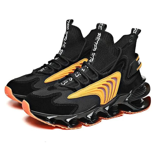 Fly Woven Mesh High-Top Sneakers - Breathable Thick-Soled Running Shoes - MANDOTOS