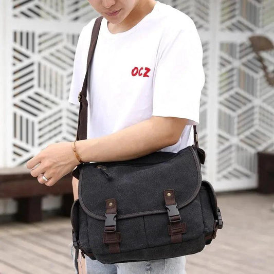 Men's Canvas Shoulder Bag - Multifunctional Messenger Bag - MANDOTOS