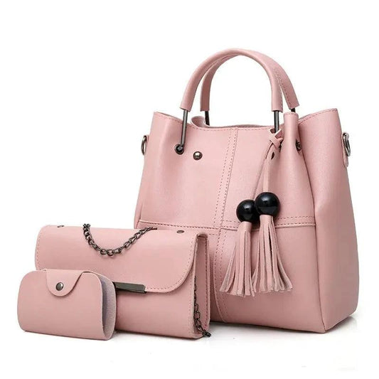 European and American fashion single shoulder Messenger bag ladies three-piece tassels mother bag - MANDOTOS