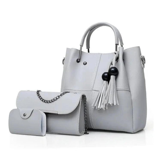European and American fashion single shoulder Messenger bag ladies three-piece tassels mother bag - MANDOTOS