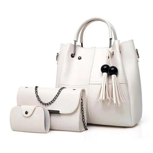 European and American fashion single shoulder Messenger bag ladies three-piece tassels mother bag - MANDOTOS