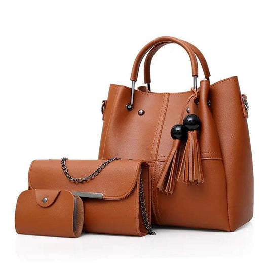 European and American fashion single shoulder Messenger bag ladies three-piece tassels mother bag - MANDOTOS
