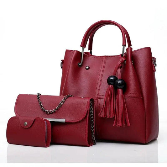 European and American fashion single shoulder Messenger bag ladies three-piece tassels mother bag - MANDOTOS