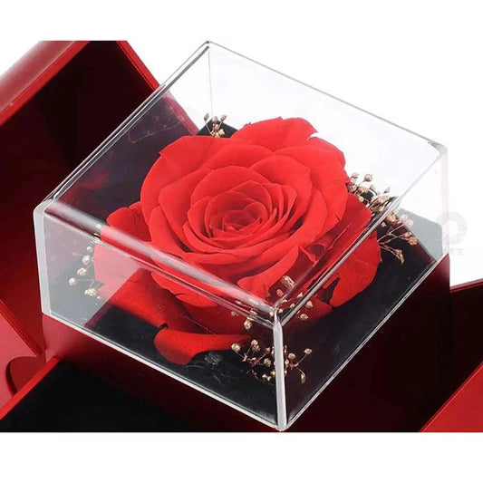 Fashion Jewelry Box Red Apple Christmas Gift Necklace Eternal Rose For Girl Mother's Day Valentine's Day Gifts With Artificial Flower Rose Flower Jewelry Box - MANDOTOS