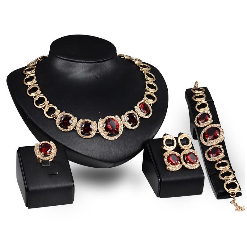 "Manufacturer supplies gold jewelry four sets, blue gem jewelry, wedding jewelry, ladies banquet Jewelry Set - MANDOTOS"