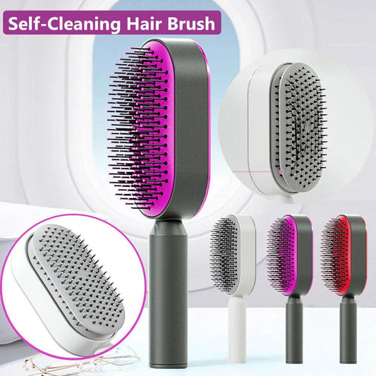 Self-Cleaning Hair Brush with Scalp Massage - One-Click Cleaning - MANDOTOS