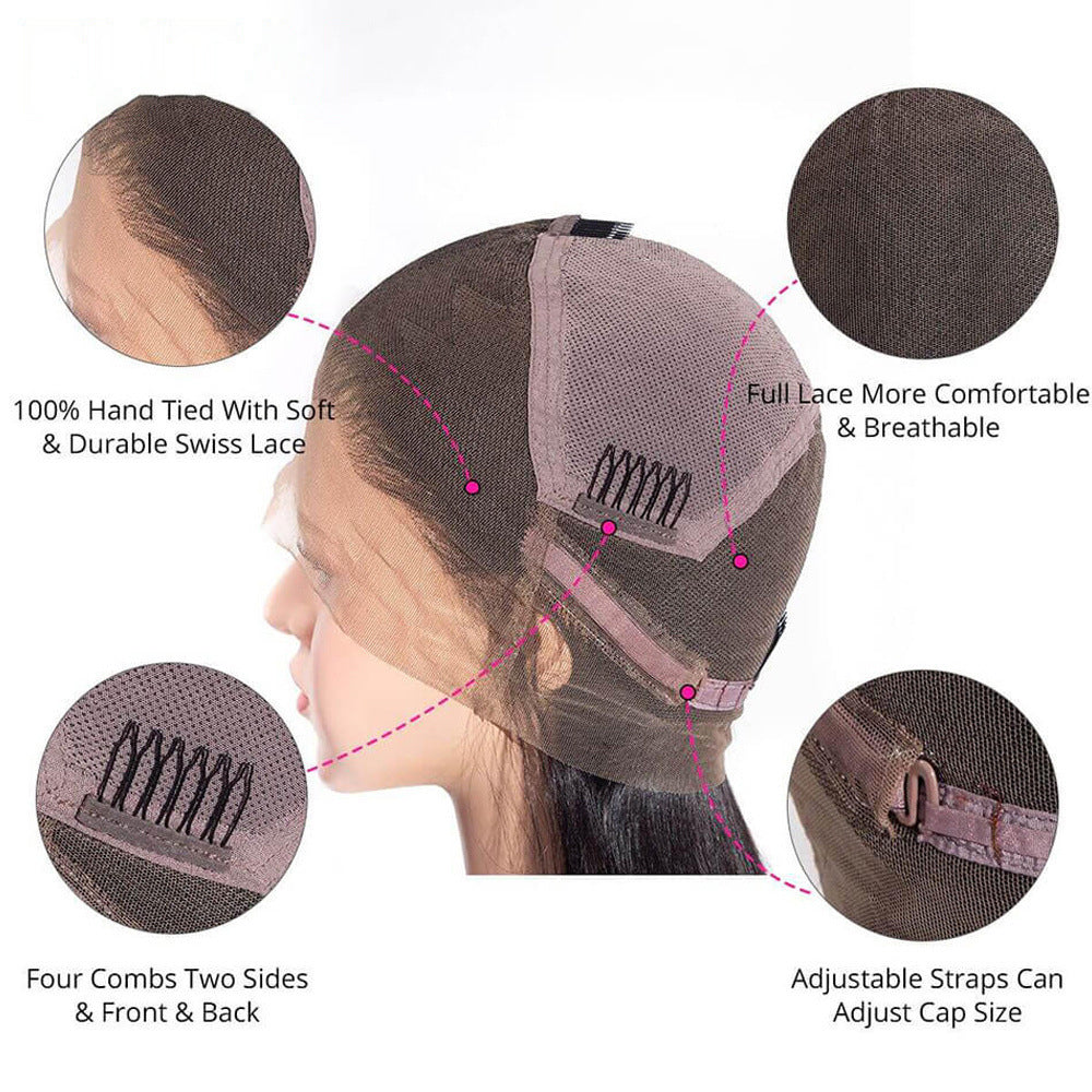 "Full Lace Head Cover with Real Hair - Customizable Elegance - MANDOTOS"