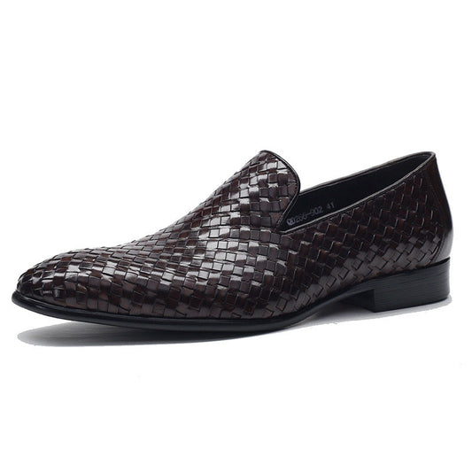 "Stylish Cowhide Woven Leather Shoes for Men - MANDOTOS"