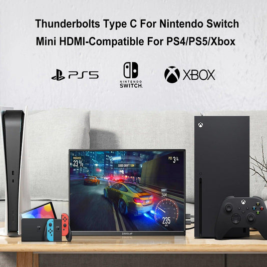 "ZEUSLAP 16\" Portable Monitor 100%sRGB 1200P IPS Screen Travel Gaming Computer Display for Steam Deck Laptop Switch PS4 PS5 Xbox - MANDOTOS"