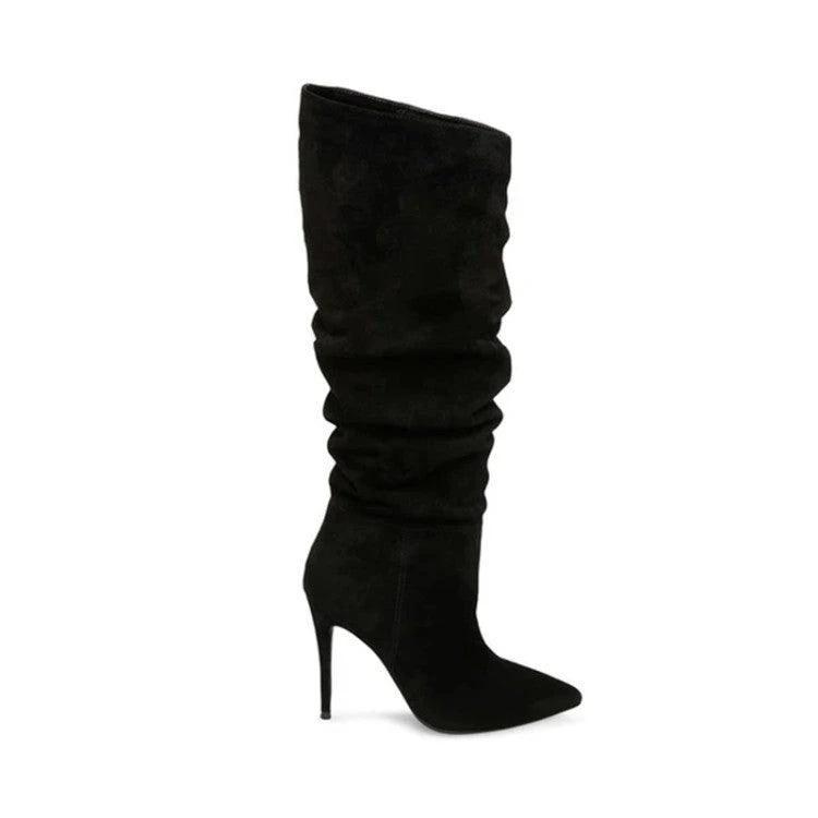 Stiletto Heels Pleated High Over The Knee Boots - MANDOTOS