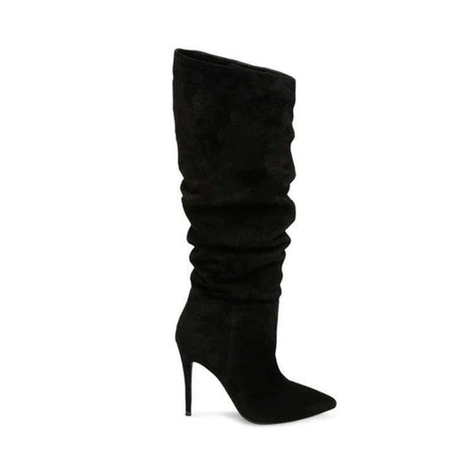 Stiletto Heels Pleated High Over The Knee Boots - MANDOTOS