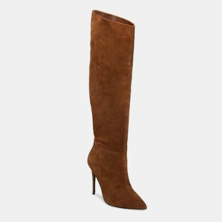 Stiletto Heels Pleated High Over The Knee Boots - MANDOTOS