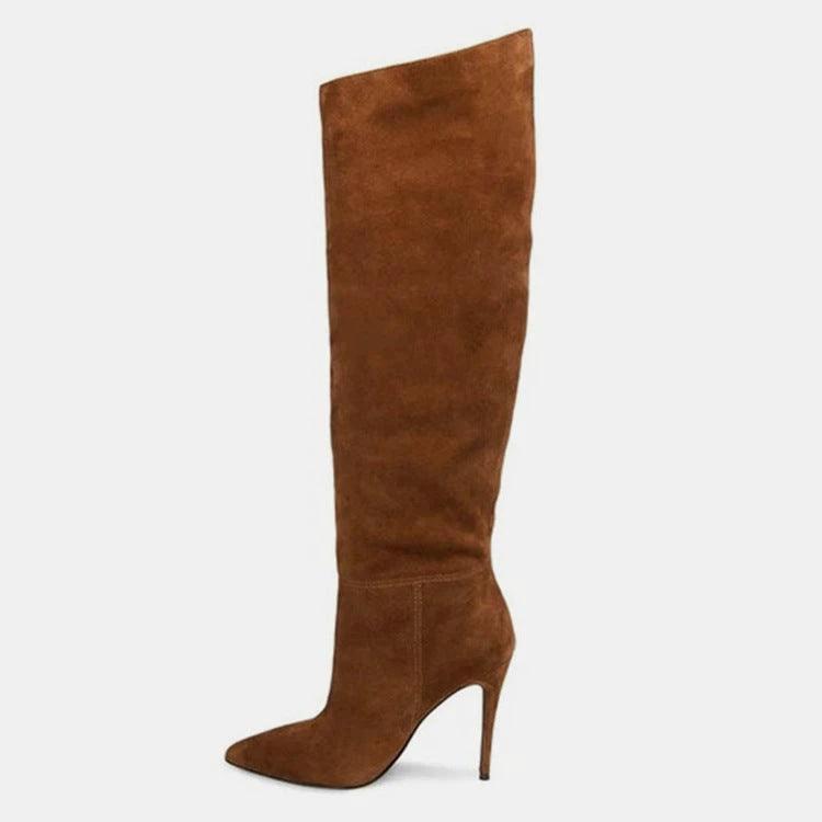 Stiletto Heels Pleated High Over The Knee Boots - MANDOTOS