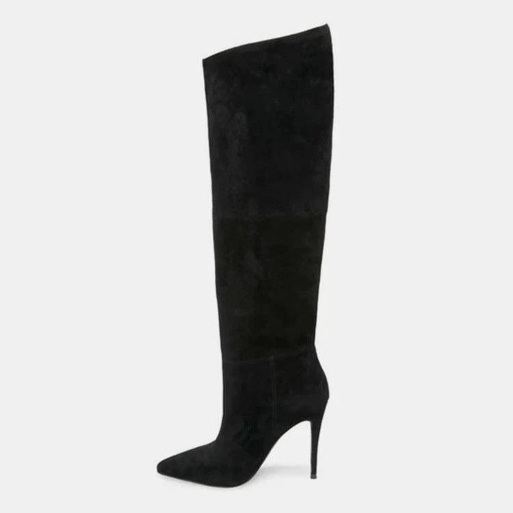 Stiletto Heels Pleated High Over The Knee Boots - MANDOTOS