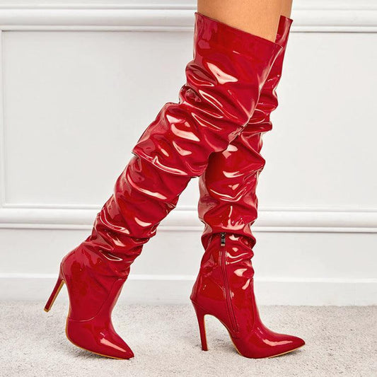 Knee High Long Boots Women Fashion Super High Heel Party Shoes - MANDOTOS