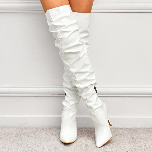 "Knee High Long Boots Women Fashion Super High Heel Party Shoes - MANDOTOS"