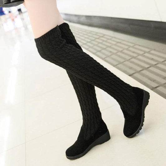 High Flat Over-the-knee Stretch Martin Boots - MANDOTOS
