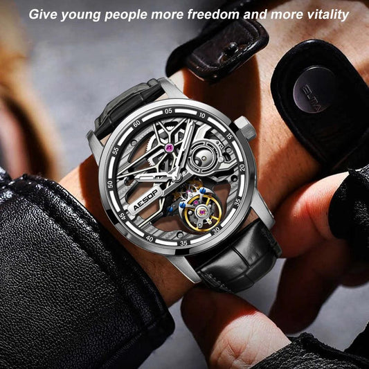"AESOP Men Flying Tourbillon Mechanical Full Skeleton Waterproof Watches Top Brand Luxury Watch for Men Sapphire With Diamond Man - MANDOTOS"
