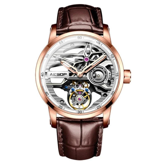 "AESOP Men Flying Tourbillon Mechanical Full Skeleton Waterproof Watches Top Brand Luxury Watch for Men Sapphire With Diamond Man - MANDOTOS"