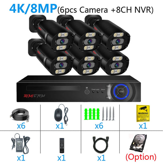 "4K Ultra HD POE Security Camera System - 8MP Night Vision NVR Kit - MANDOTOS"