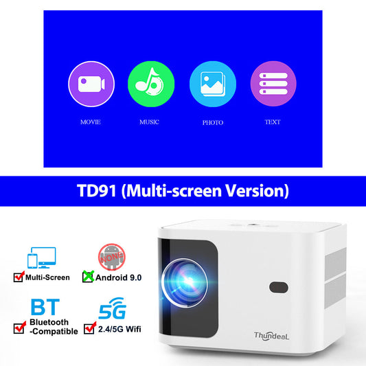 "Smart HD 720p Wireless Projector with Adjustable Trapezoidal Technology - MANDOTOS"