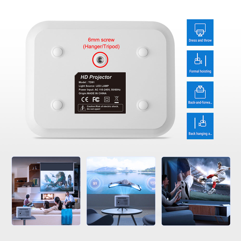 "Smart HD 720p Wireless Projector with Adjustable Trapezoidal Technology - MANDOTOS"