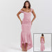 Mozision Off-shoulder Backless Sexy Evening Dress For Women Purple Sleeveless Strapless Ruched Bodycon Club Party Dress
