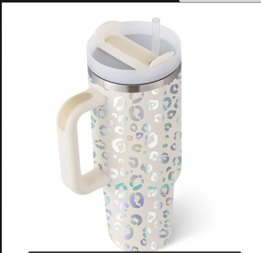 40 Oz Tumbler With Handle Straw Insulated, Stainless Steel Spill Proof Vacuum Coffee Cup Tumbler With Lid Tapered Mug Gifts For Valentine Lover Suitable For Car Gym Office Travel - MANDOTOS
