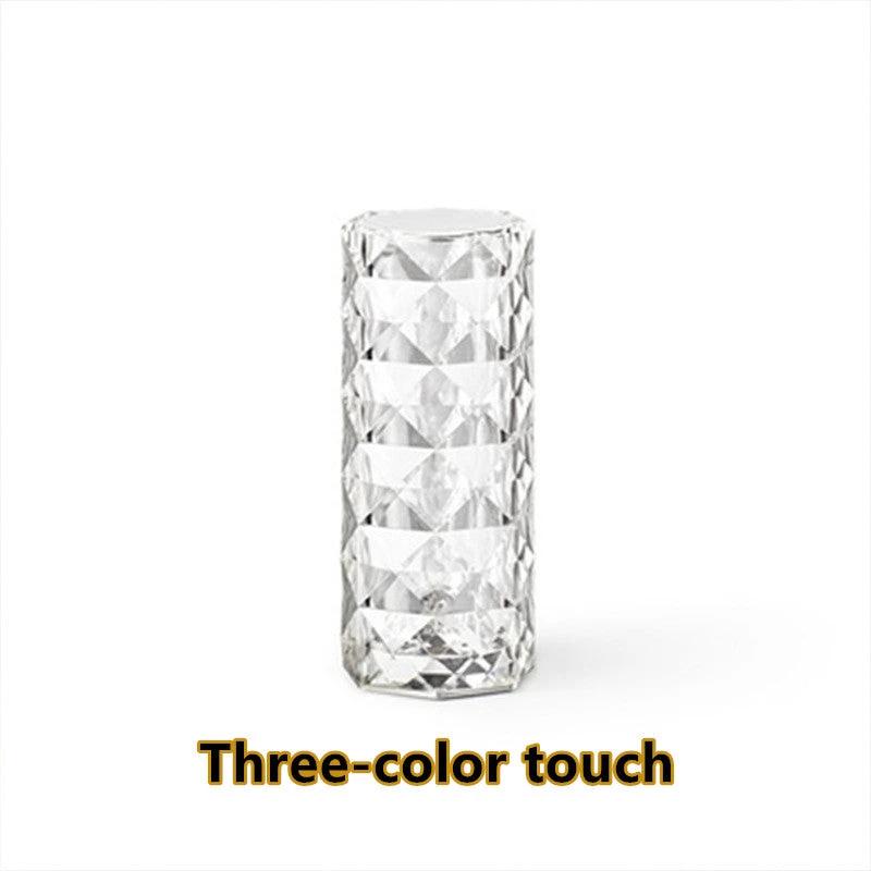 Nordic Crystal Lamp USB Table Lamps Bedroom Touch Dimming Atmosphere Diamond Night Light Rose Projector Lamp Decor MANDOTOS