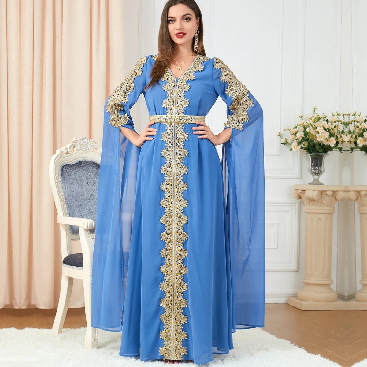 Women's Skirt Splicing Extra Long Sleeve Dress MANDOTOS
