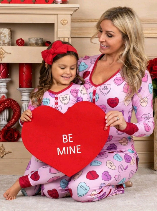 Valentine's Day Love Print Pajamas - Parent Child Matching Set - MANDOTOS